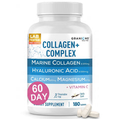 Marine Collagen Complex – 2000mg Collagen, Hyaluronic Acid, Vitamin C, Calcium & Magnesium – 180 Tablets