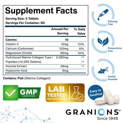 Supplement facts label with product details and certification logos on a white background