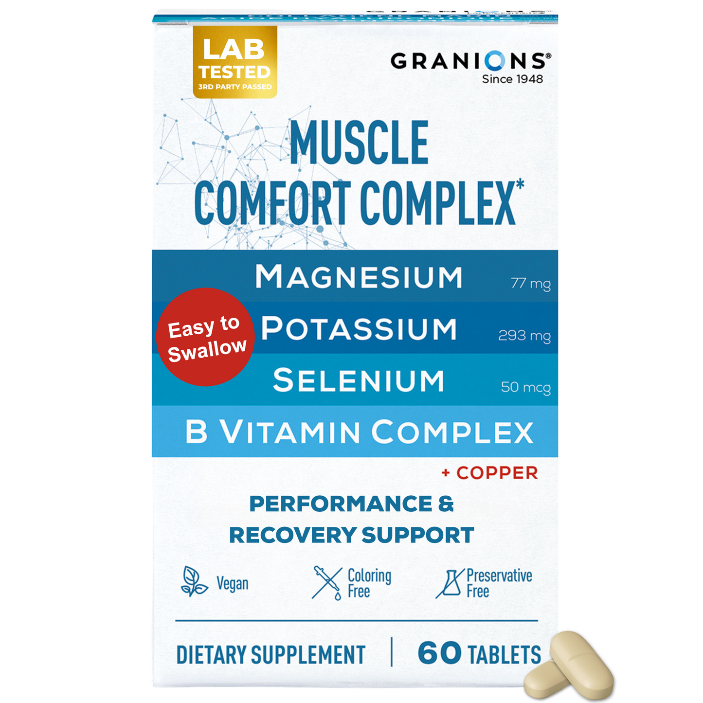 Granions Muscle Comfort Complex dietary supplement package on a white background