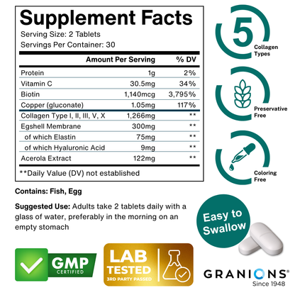 Supplement facts label with product details and branding on a white background