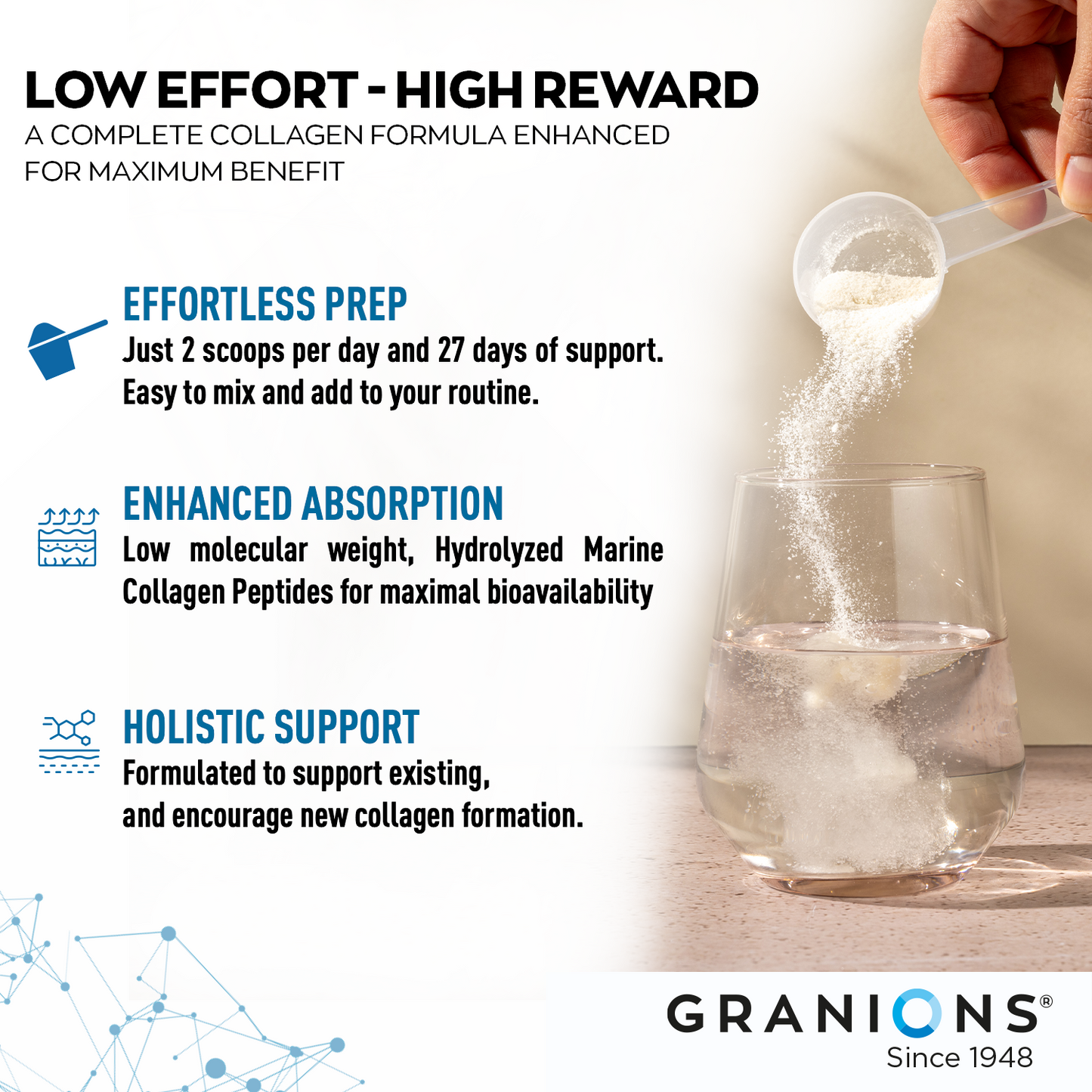 How to prepare Granions hydrolyzed collagen peptides powder for skin hair and nails.